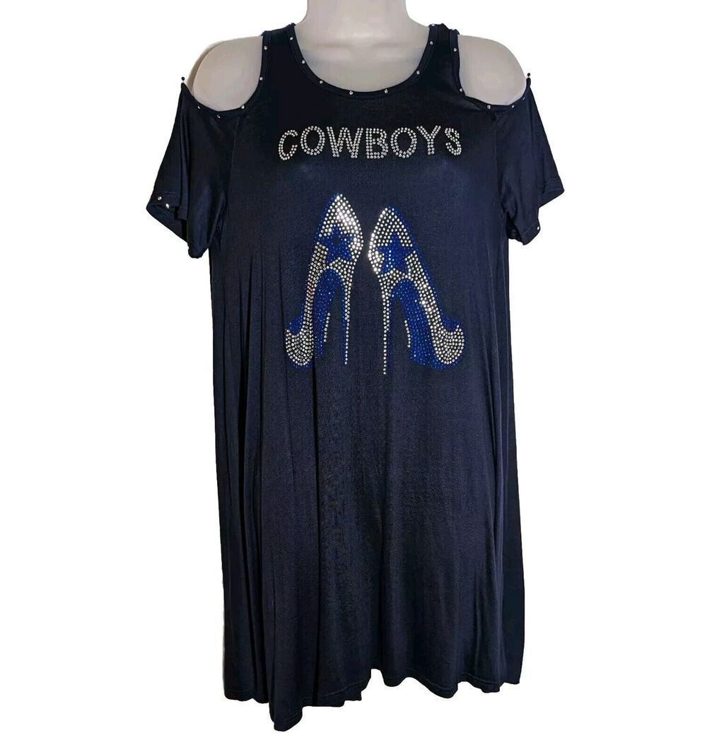 Ginger G Cold Shoulder Game Day Shirt Sz M Dallas Cowboys Bedazzled Maternity